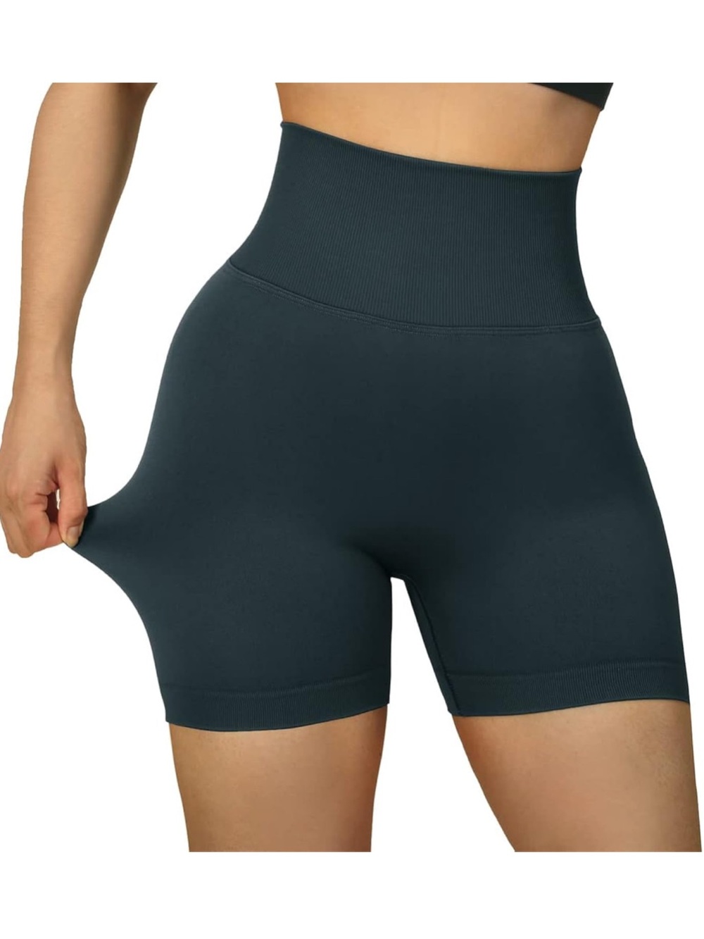 ❥𝐀𝐌𝐀𝐙𝐎𝐍: Women’s Seamless Butt Lifting High Waisted Biker Shorts - Black
